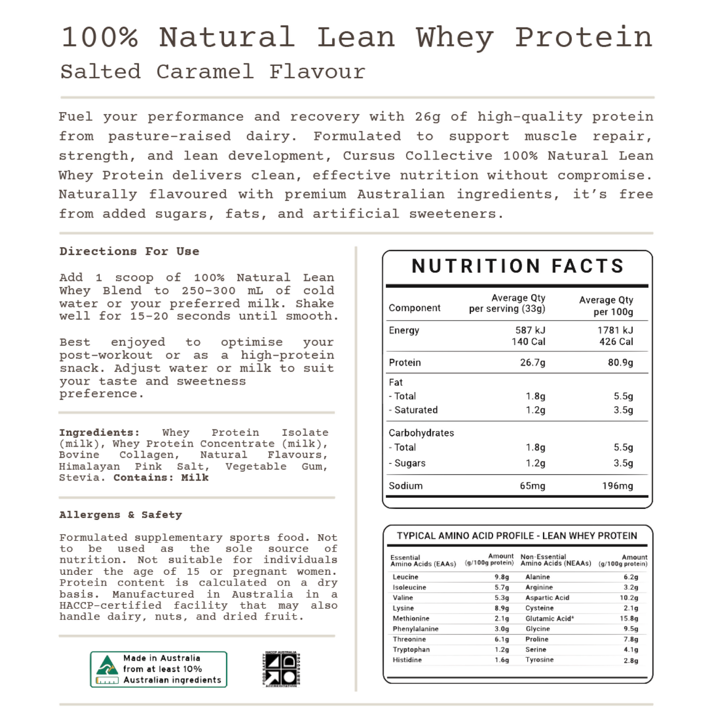 Cursus Collective 100% Natural Lean Whey Protein