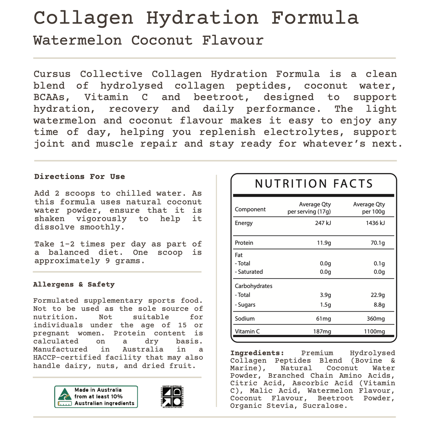 Cursus Collective Collagen Hydration Formula